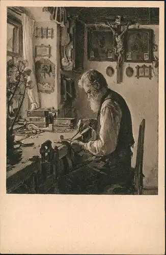Ansichtskarte Mittenwald Geigenbauer Künstlerkarte F. Prölß pinx 1924