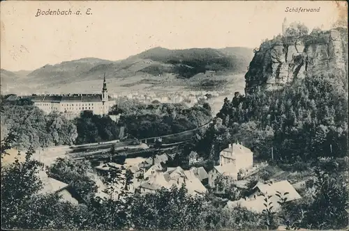 Postcard Tetschen-Bodenbach Decín Stadtblick 1918