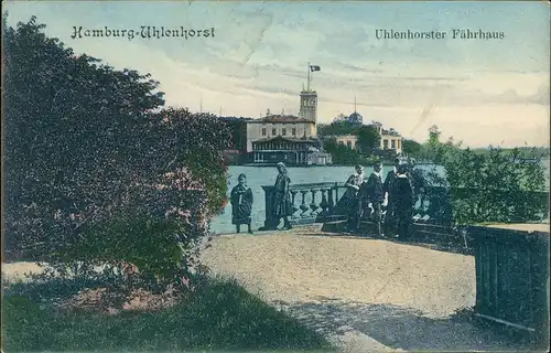 Uhlenhorst-Hamburg Uhlenhorster Fährhaus Kinder gel. Bahnpost 1907