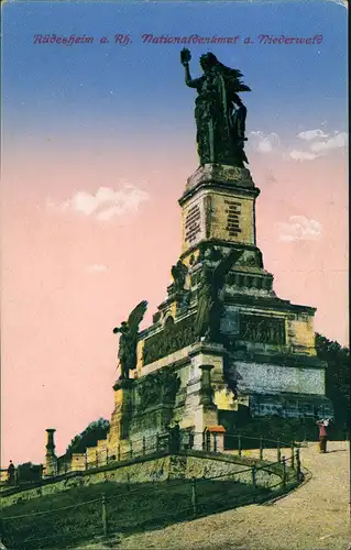 Ansichtskarte Rüdesheim (Rhein) National-Denkmal / Niederwalddenkmal 1915