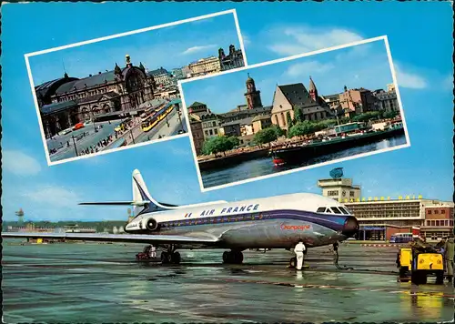 Flughafen-Frankfurt am Main Flughafen Air France Fleugzeug Bahnhof 1968