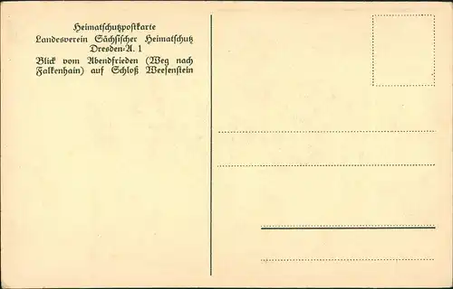 Weesenstein (Müglitz) Blick vom Abendfrieden Schloss Weesenstein 1928