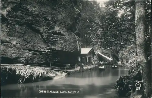 Ansichtskarte Hinterhermsdorf-Sebnitz Obere Schleuse 1912