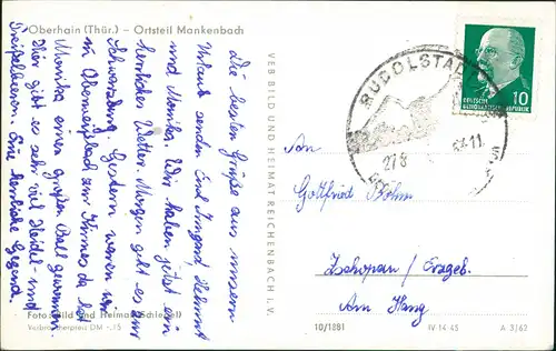 Ansichtskarte Mankenbach-Oberhain Strassen Partie im Dorf DDR Postkarte 1962