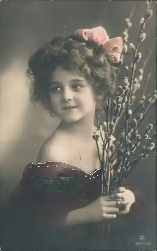 Dessau Roßlau Kind mit Weidekätzchen  1912    Nicht-Zustellbarkeit-Stempel