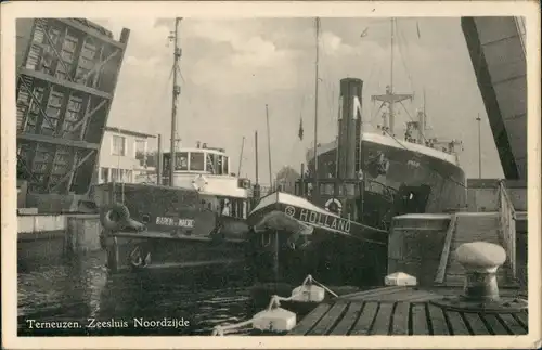 Postkaart Terneuzen Schiffe BARON & HOLLAND in Schleuse Zeesluis 1950