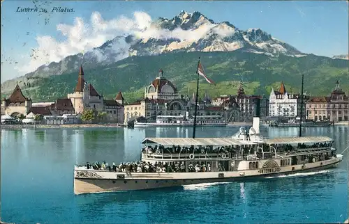 Luzern Lucerna   Fahrgastschiff UNTERWALDEN Binnenschiff Dampfer 1909