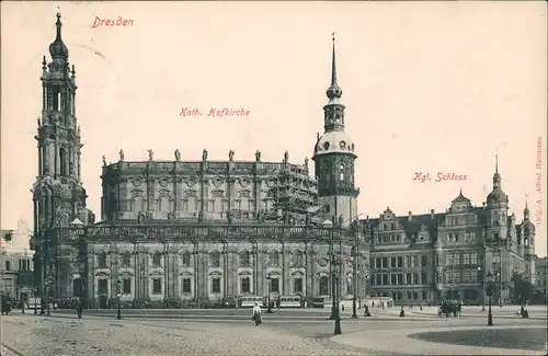 Ansichtskarte Innere Altstadt-Dresden Hofkirche mit Baugerüst 1907