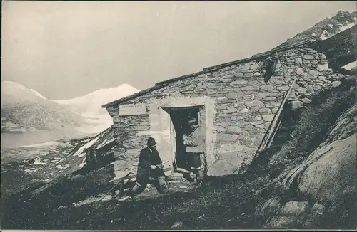 Zell am See Hofmannshütte am Grossglockner, Berg-Wanderer Berghütte Alpen 1910