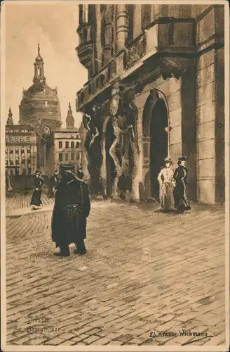 Innere Altstadt-Dresden Krause-Wichmann Künstlerkarte mit Georgentor Partie 1900