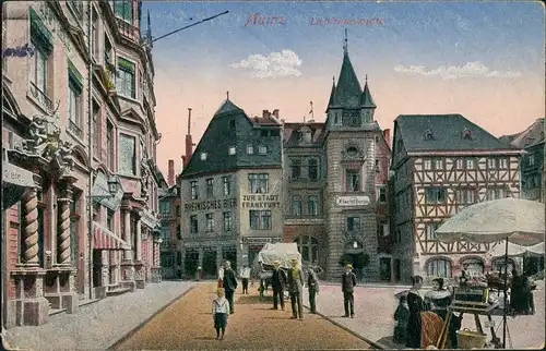 Ansichtskarte Mainz Liebfrauenplatz Gaststätten 1916