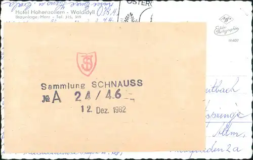 Ansichtskarte Braunlage Hotel Hohenzollern 1962