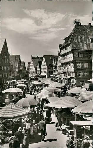 Ansichtskarte Biberach an der Riß Marktplatz - Markttreiben 1963