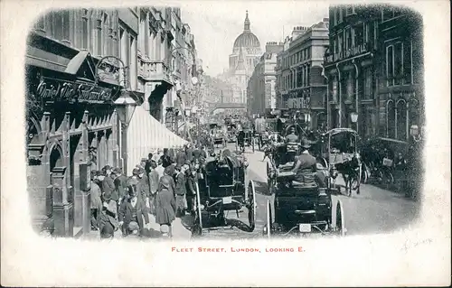 Postcard London Fleet Street, Kutschen belebt 1918