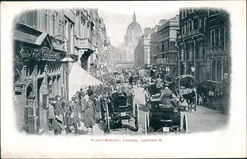 Postcard London Fleet Street, Kutschen belebt 1918