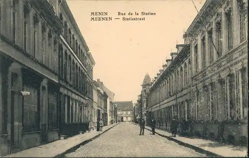 Postkaart Menen (Belgien) Menin Meenen Rue de la Station 1916