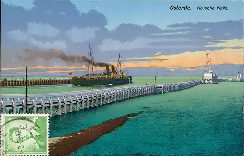 Ostende Oostende Hafen Nouvelle Malle Mole Molen-Verlauf Dampfer 1962