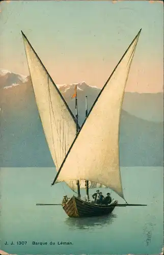 Genf Genève Genfersee (Barque Lac Léman) kleines Segelschiff, Barke 1913