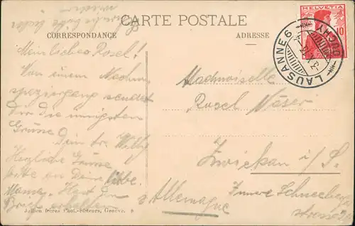 Genf Genève Genfersee (Barque Lac Léman) kleines Segelschiff, Barke 1913