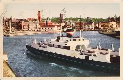 Helsingborg Hälsingborg Bilfärjan Kärnan på ingående Fährschiff Ship Hafen 1960