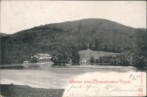 Bad Lauterberg im Harz Wiesenbeker Teich Gruss-AK Wiesenbeeker Teich 1900