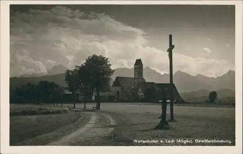Ansichtskarte Waltenhofen Ort am Lech (Allgäu) Gewitterstimmung 1930