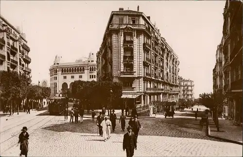 Algier دزاير Rue Michelet et la Posta, Partie a.d. Post Postamt 1930