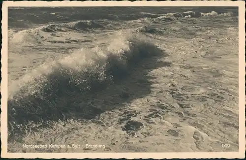 Ansichtskarte Gemeinde Sylt Insel Sylt Strand Nordsee Brandung 1934