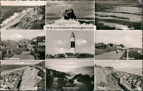 Gemeinde Sylt Mehrbild-AK mit Leuchtturm, Norderübergang, Promenade uvm. 1961