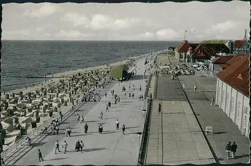 Westerland-Gemeinde Sylt Promenade belebt, Nordsee-Insel Strand 1961