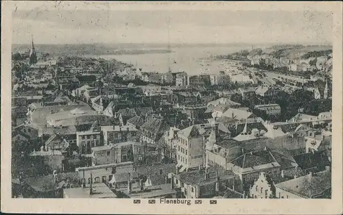 Ansichtskarte Flensburg Blick über die Stadt 1918