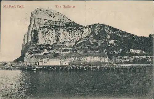 Postcard Gibraltar Panorama Blick auf den Felsen "The Galleries" 1910
