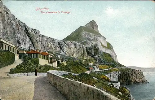 Postcard Gibraltar The Governor's Cottage, Straßen Partie 1910