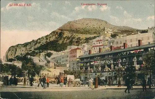 Postcard Gibraltar Casemates Square blebtes Viertel 1912