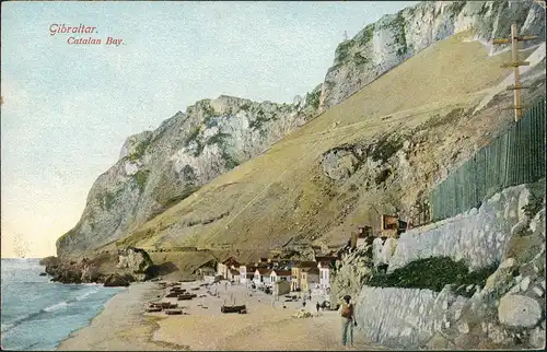 Gibraltar Catalan Bay abgelegenes Wohnviertel Felsen Partie 1910