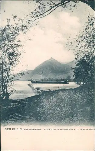 Königswinter SIEBENGEBIRGE BLICK GRAFENWERTH mit Rhein Schiff 1905