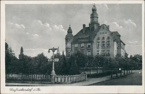 Ansichtskarte Großröhrsdorf Partie am Rathaus Laterne 1950