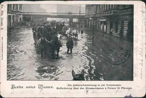 Ansichtskarte Kreuzberg-Berlin Yorckstraße Überschwemmung 1906