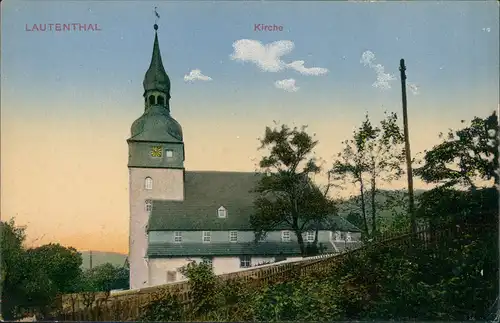 Ansichtskarte Lautenthal Partie an der Kirche 1914