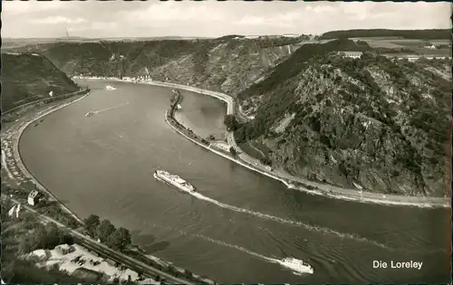Ansichtskarte St. Goarshausen Loreleyfelsen am Rhein Rheindampfer 1966