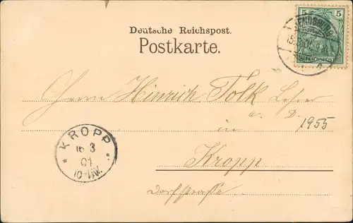 Ansichtskarte Kiel Panorama von Gaarden   1901     KROPP (mit Ankunftsstempel)