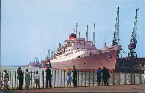 Southampton DOCKS Harbour Scene Hafen mit Schiffen, Dampfer Ozeanriese 1970