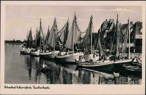 Ansichtskarte Eckernförde Fischerboote - Straße 1939