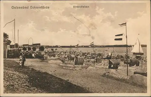 Ansichtskarte Eckernförde Strandleben - Pavillon 1922