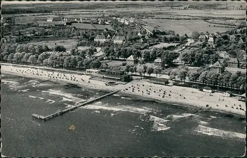 Ansichtskarte Eckernförde Luftbild Stadt Strand Seebrücke 1961