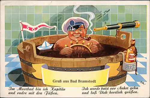 Ansichtskarte Bad Bramstedt Sol- und Moorbad Scherzkarte Kapitän 1959