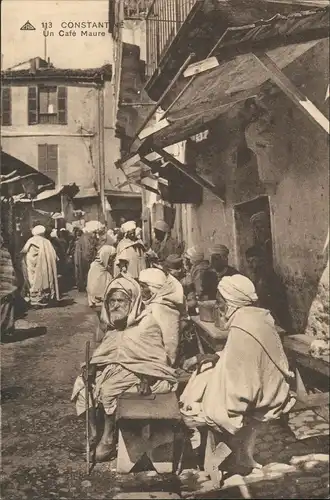 Postcard Constantine قسنطينة Un cafe Maure 1916
