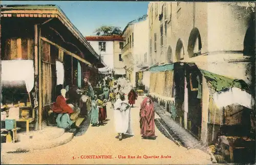 Postcard Constantine قسنطينة Une Rue du Quartier 1912