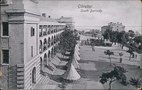 Postcard Gibraltar South Barracks 1911