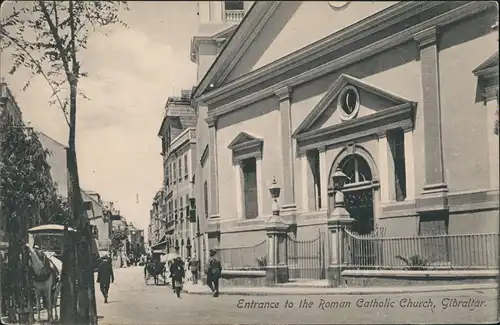 Postcard Gibraltar Entrance to the Roman Catholic Church, Gibraltar 1911